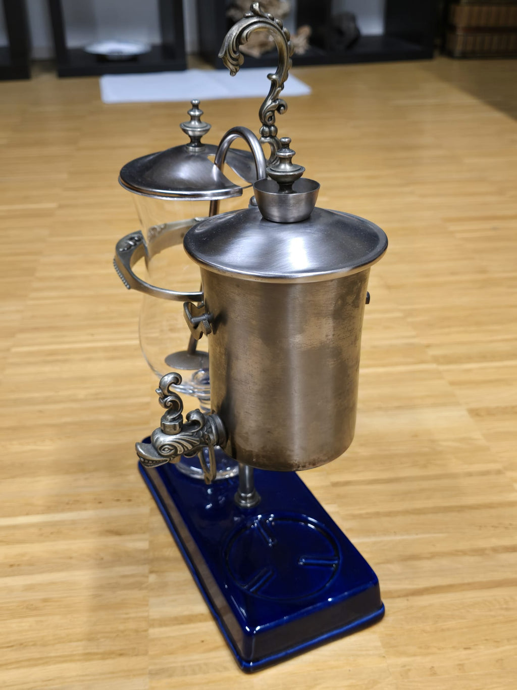 Royal Belgian Siphon Kaffeemaschine Vintage Kobaltblau