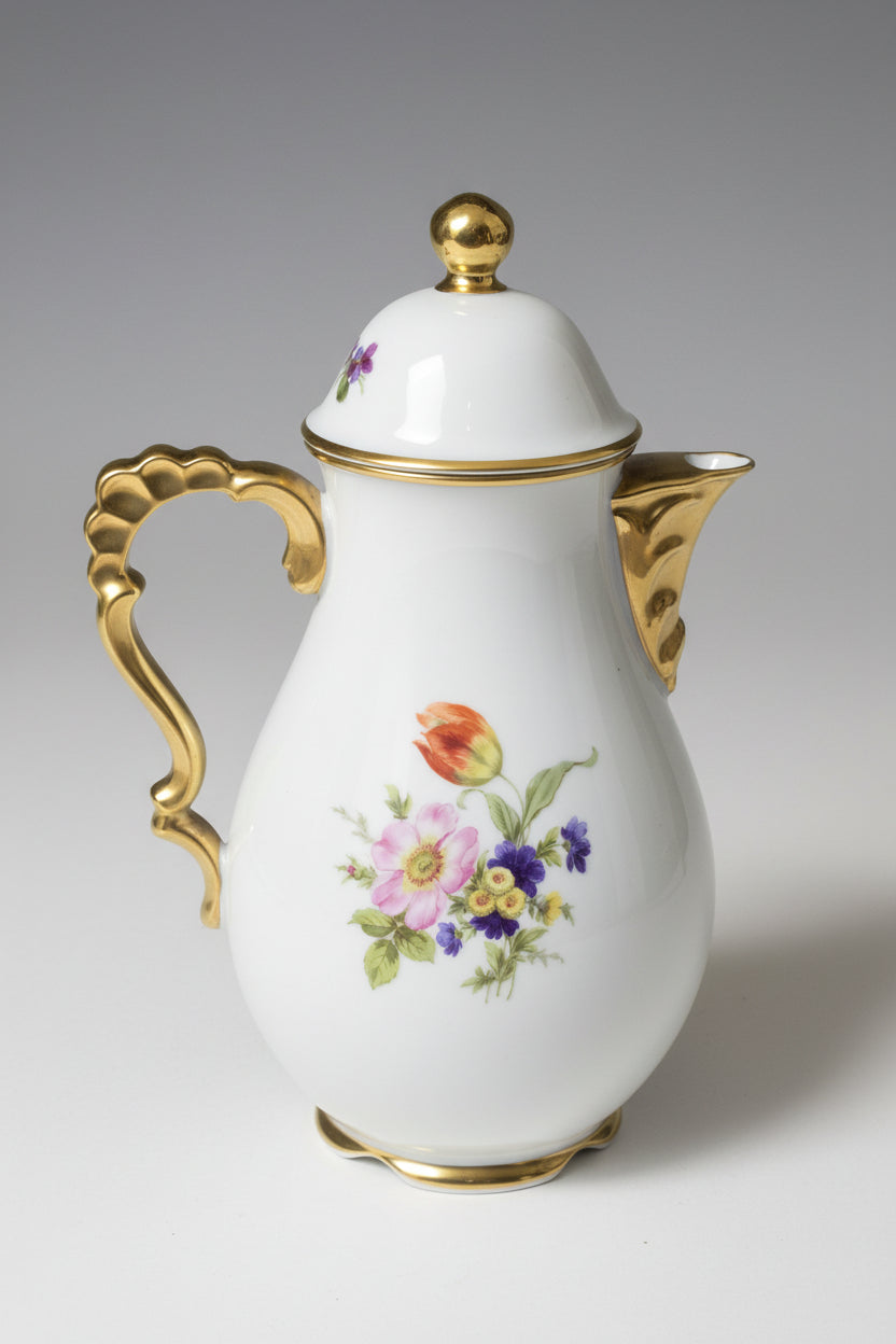 Delinières & Co Limoges Kaffeeservice 3-teilig Blumendekor Gold