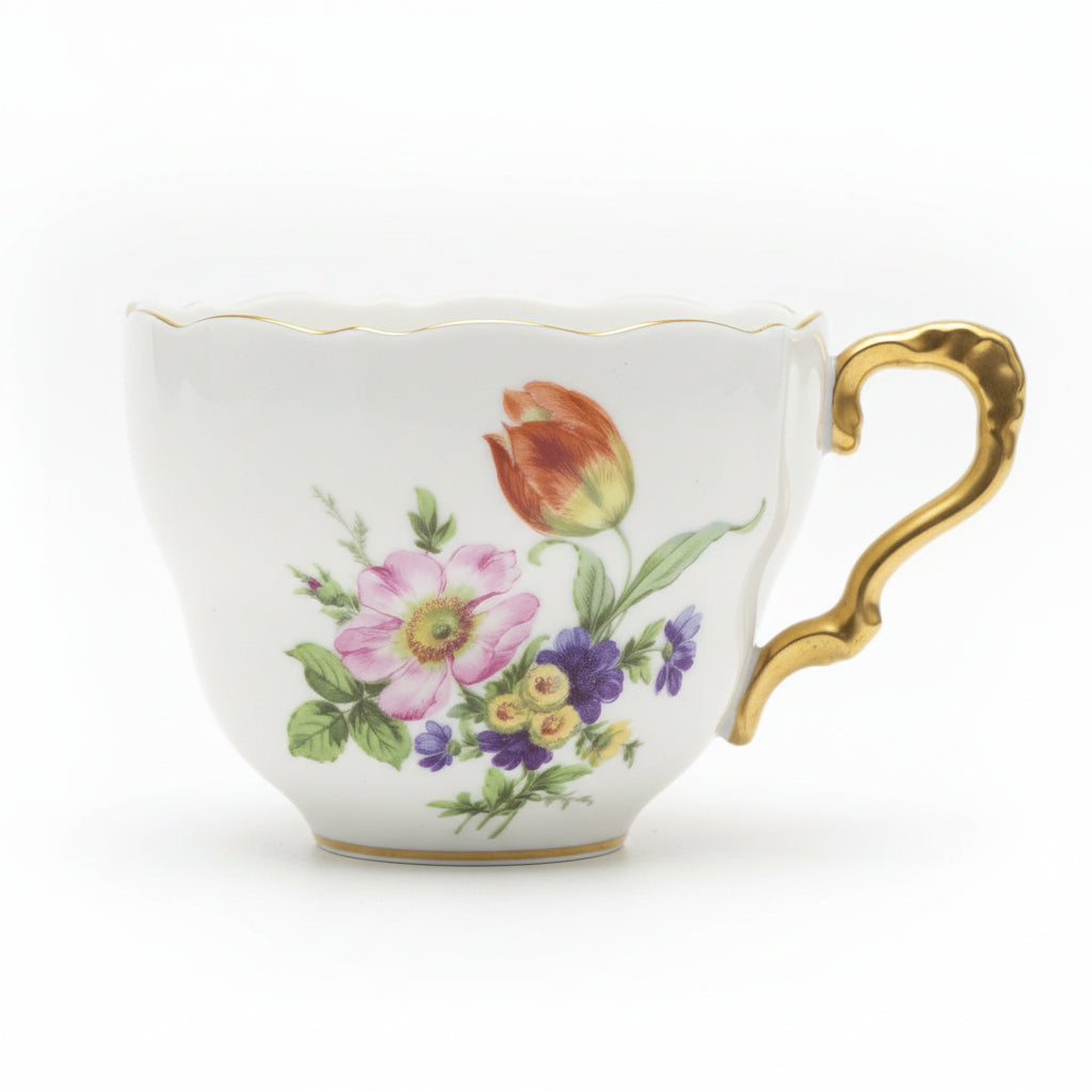Delinières & Co Limoges Kaffeeservice 3-teilig Blumendekor Gold