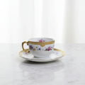 Lindner Kueps Bavaria Tasse mit Untertasse Blumendekor Gold