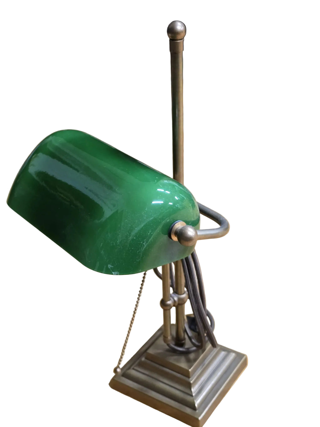 Banker Schreibtischlampe Messing Grun Glas Vintage