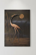 Metallrelief Wandbild Reiher Mid-Century Modern