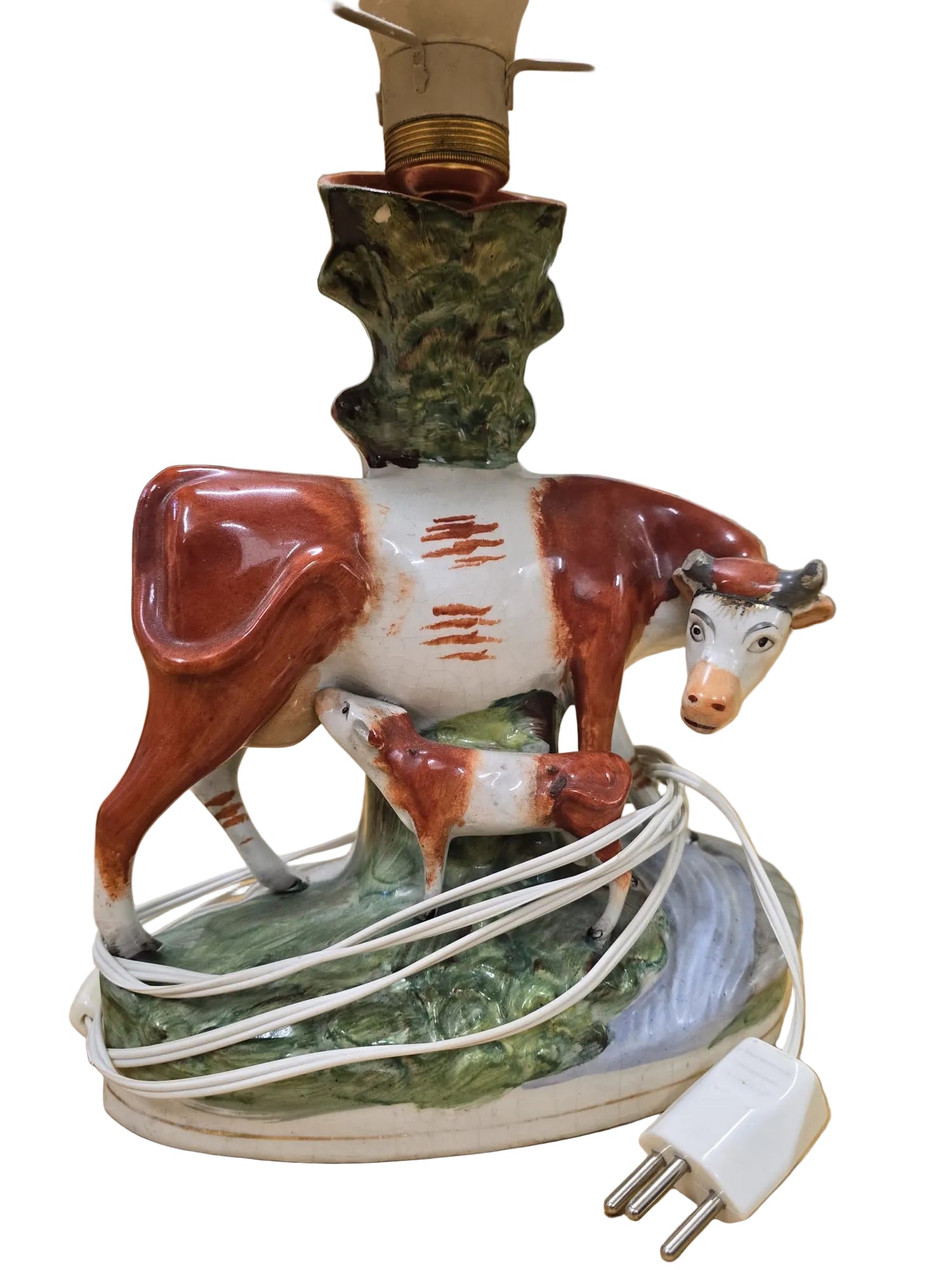 Vintage Porzellan Tischlampe – Kuh Figur