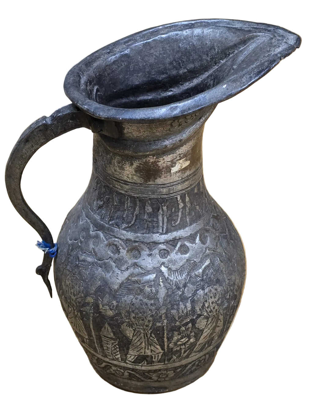 Antiker Orientalischer Metallkrug mit Gravur