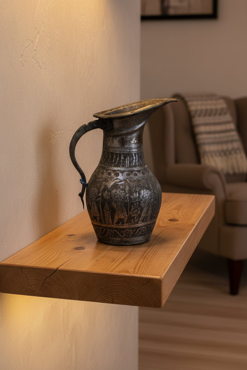 Antiker Orientalischer Metallkrug mit Gravur