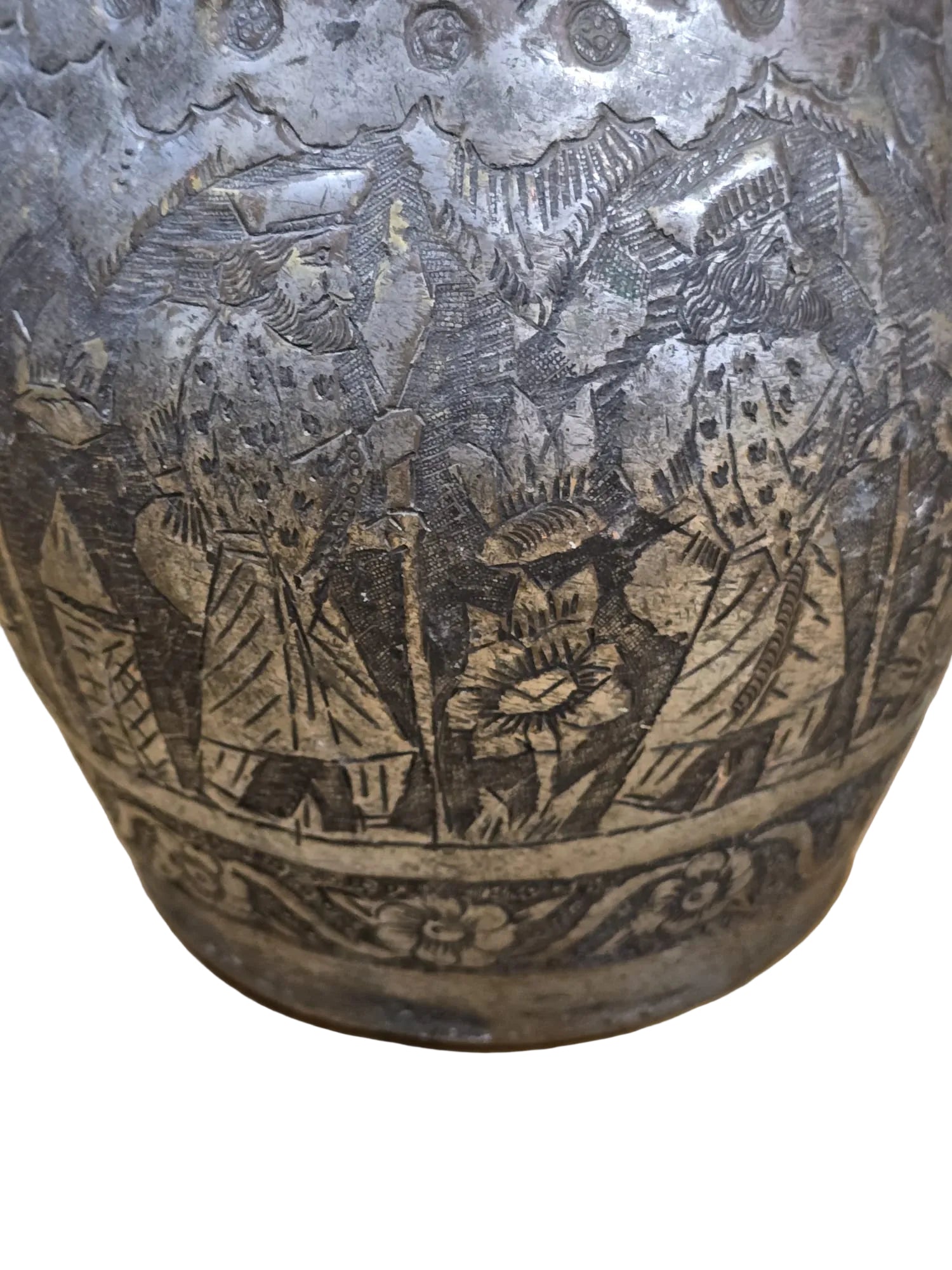 Antiker Orientalischer Metallkrug mit Gravur