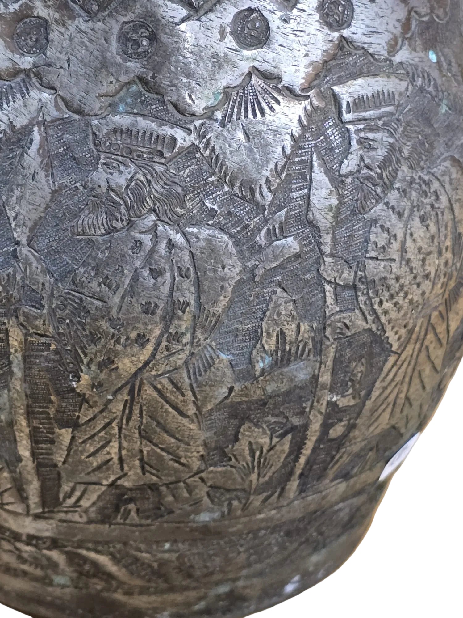 Antiker Orientalischer Metallkrug mit Gravur
