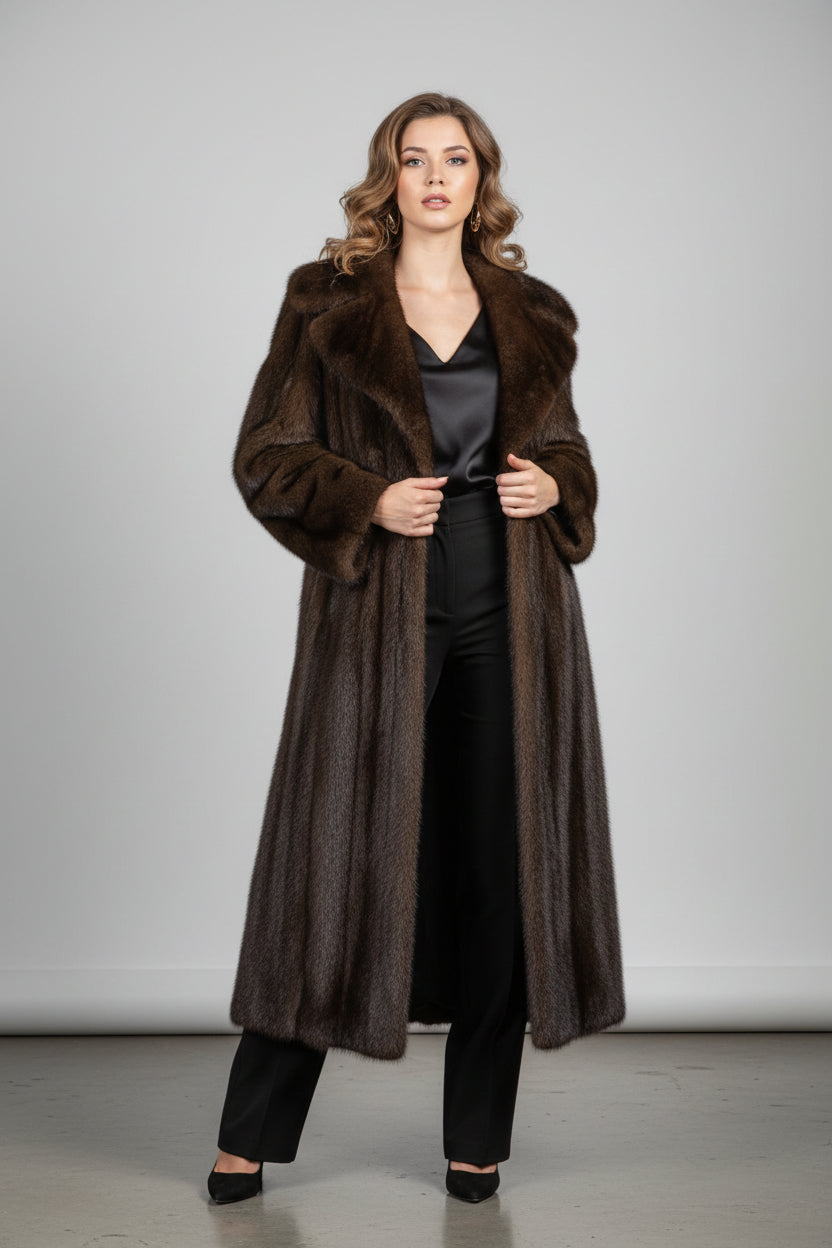 Luxury Vintage Fur Coat Dark Brown