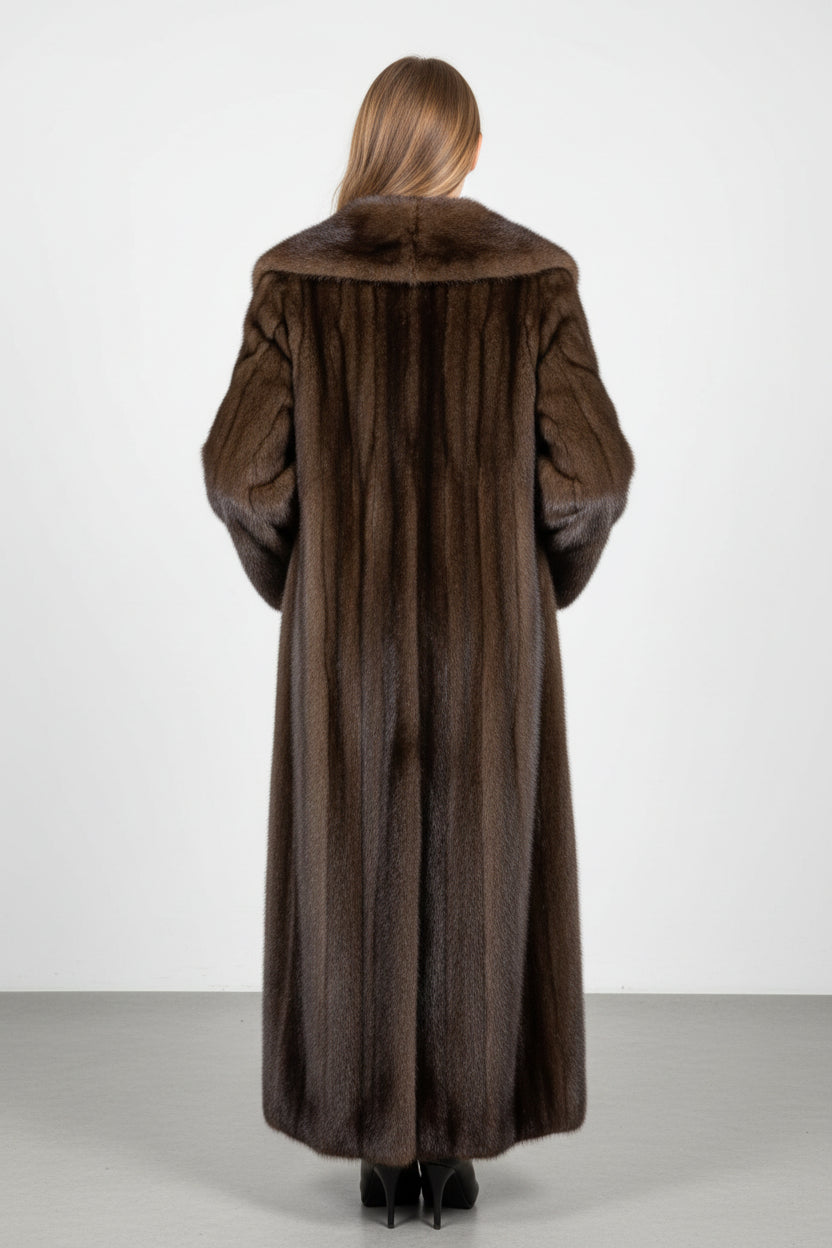 Luxury Vintage Fur Coat Dark Brown