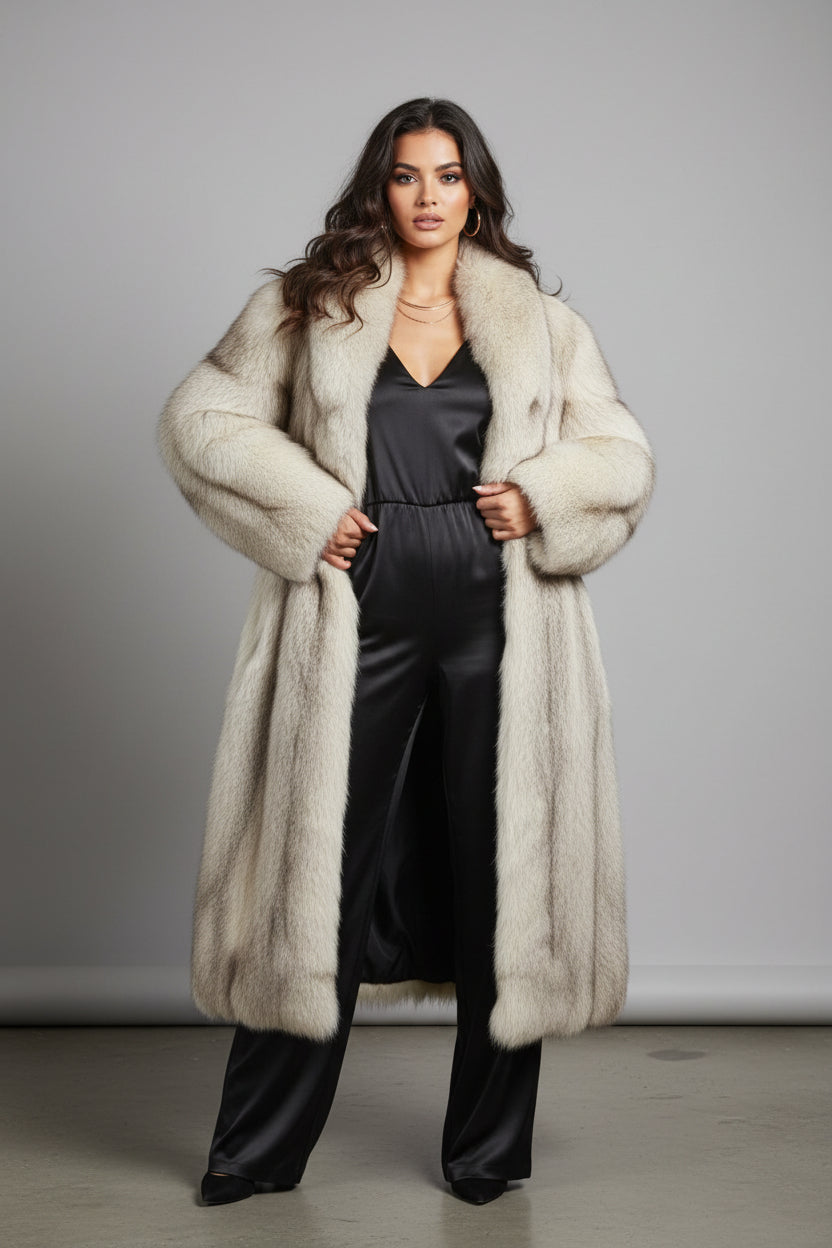 Luxury Vintage Fur Coat Silver Grey
