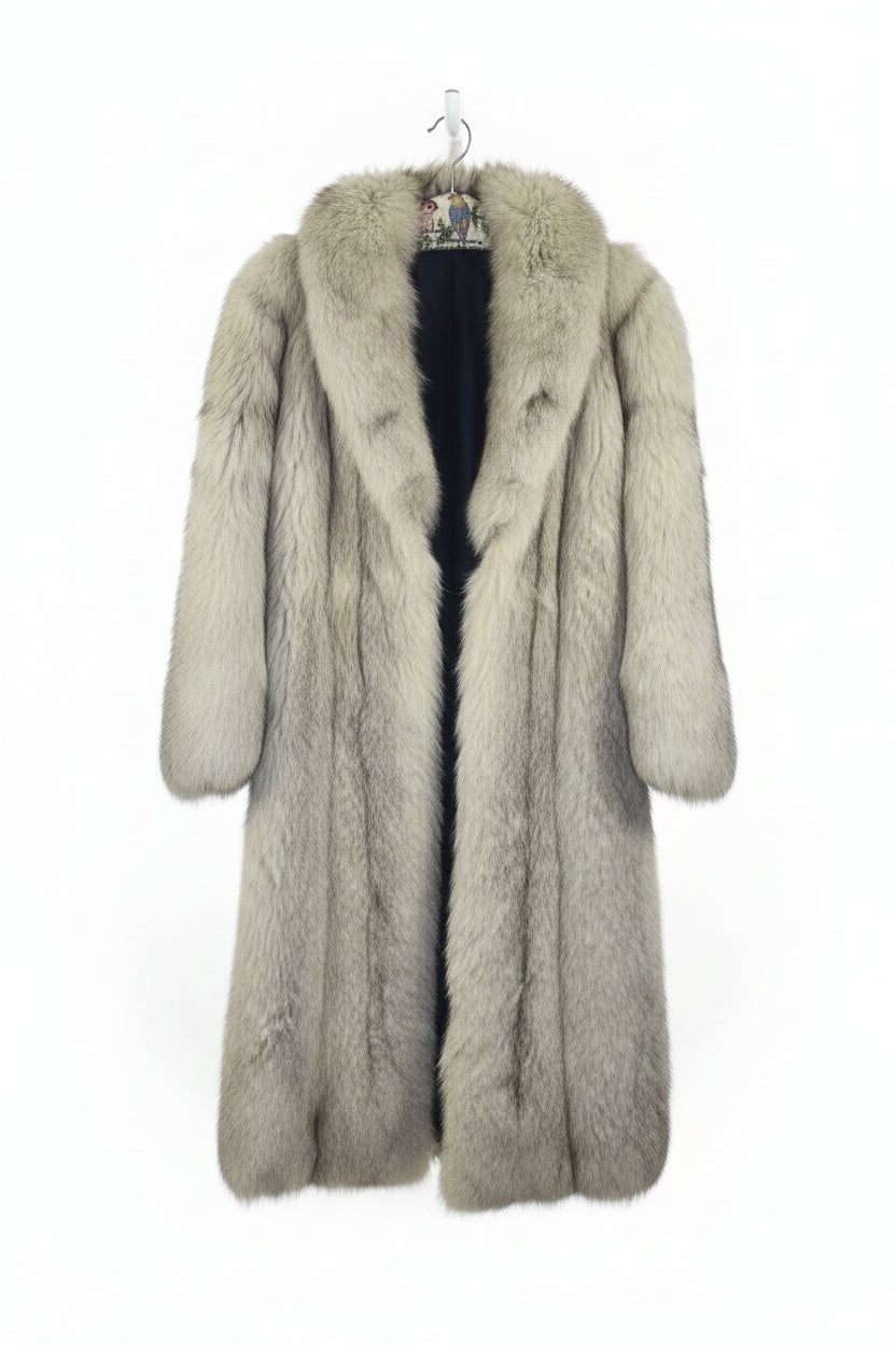Luxury Vintage Fur Coat Silver Grey