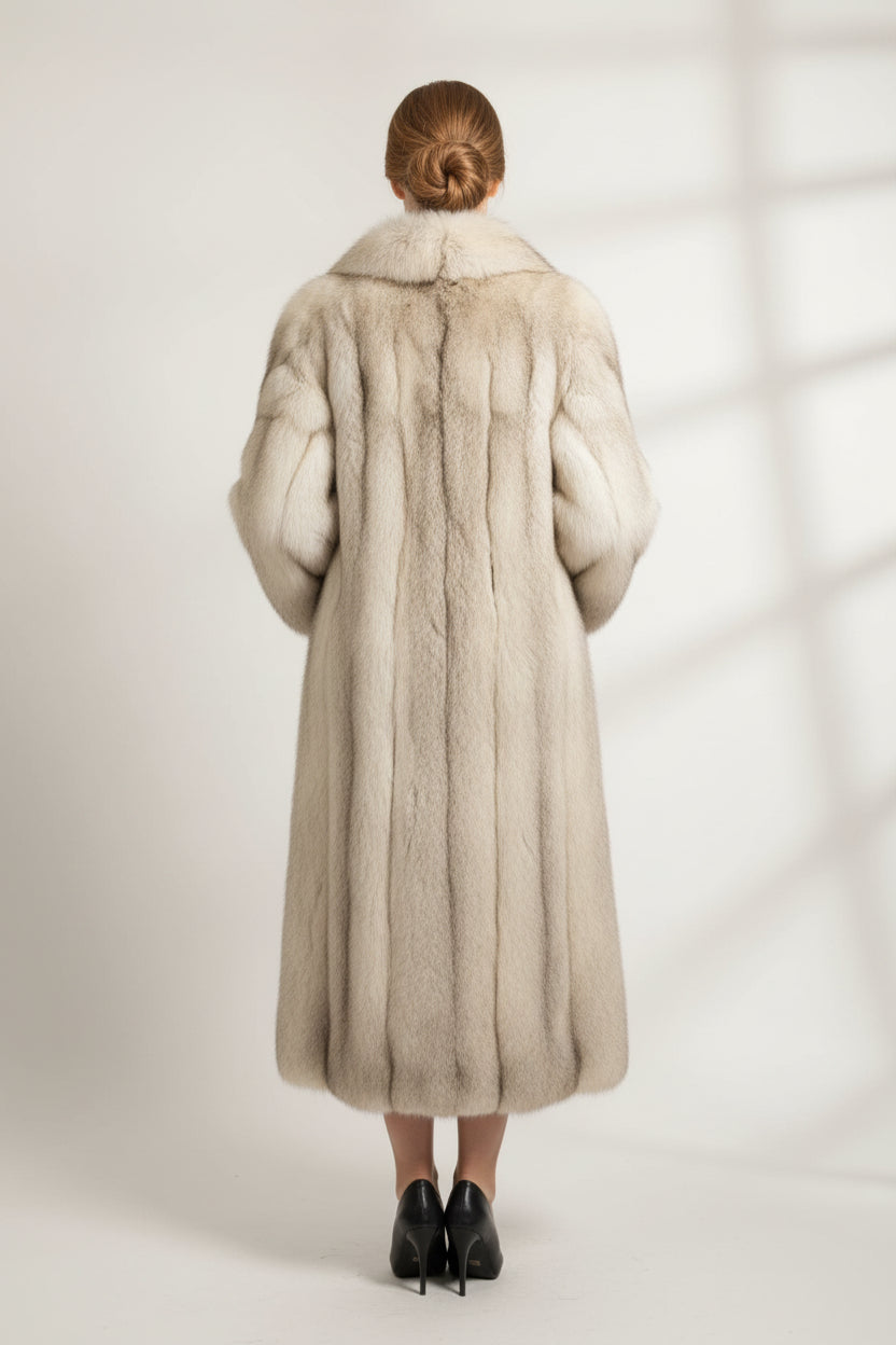 Luxury Vintage Fur Coat Silver Grey