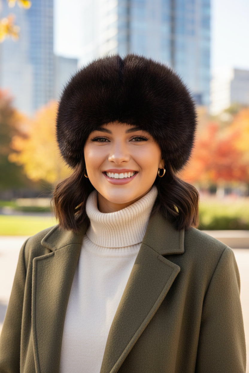 Boutique Vintage Fur Winter Hat Brown