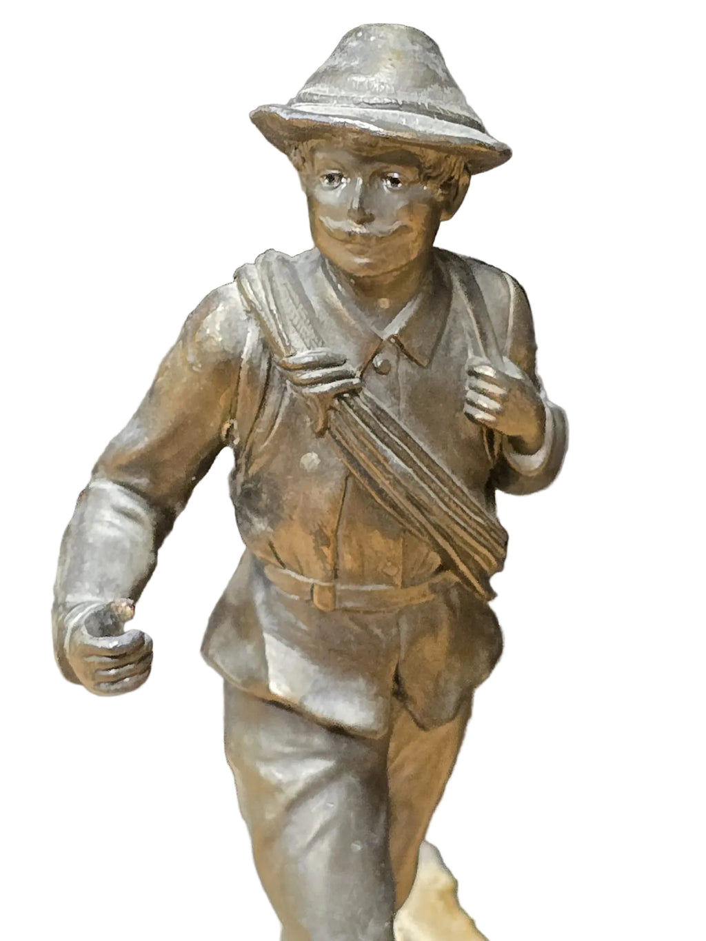 Der Wanderer — Bronzefigur auf Bergkristall