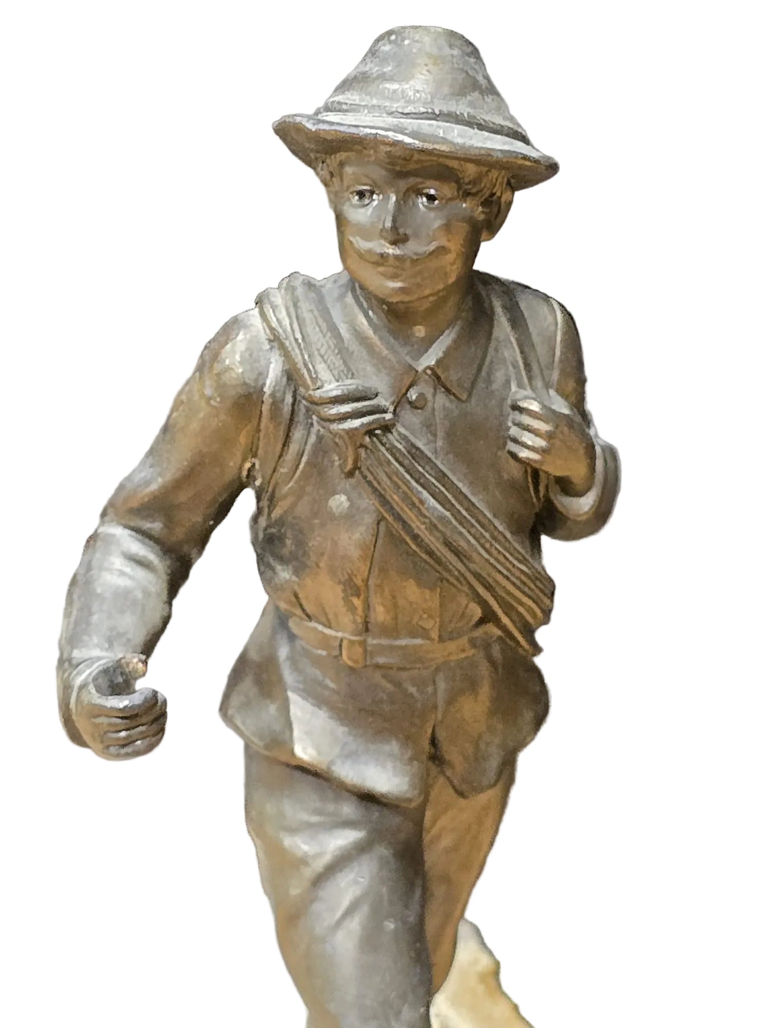 Der Wanderer — Bronzefigur auf Bergkristall