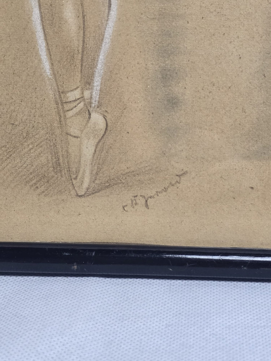 Vintage Ballerina Zeichnung im Rahmen – Signiert – 1924 – Handgemaltes Portrait