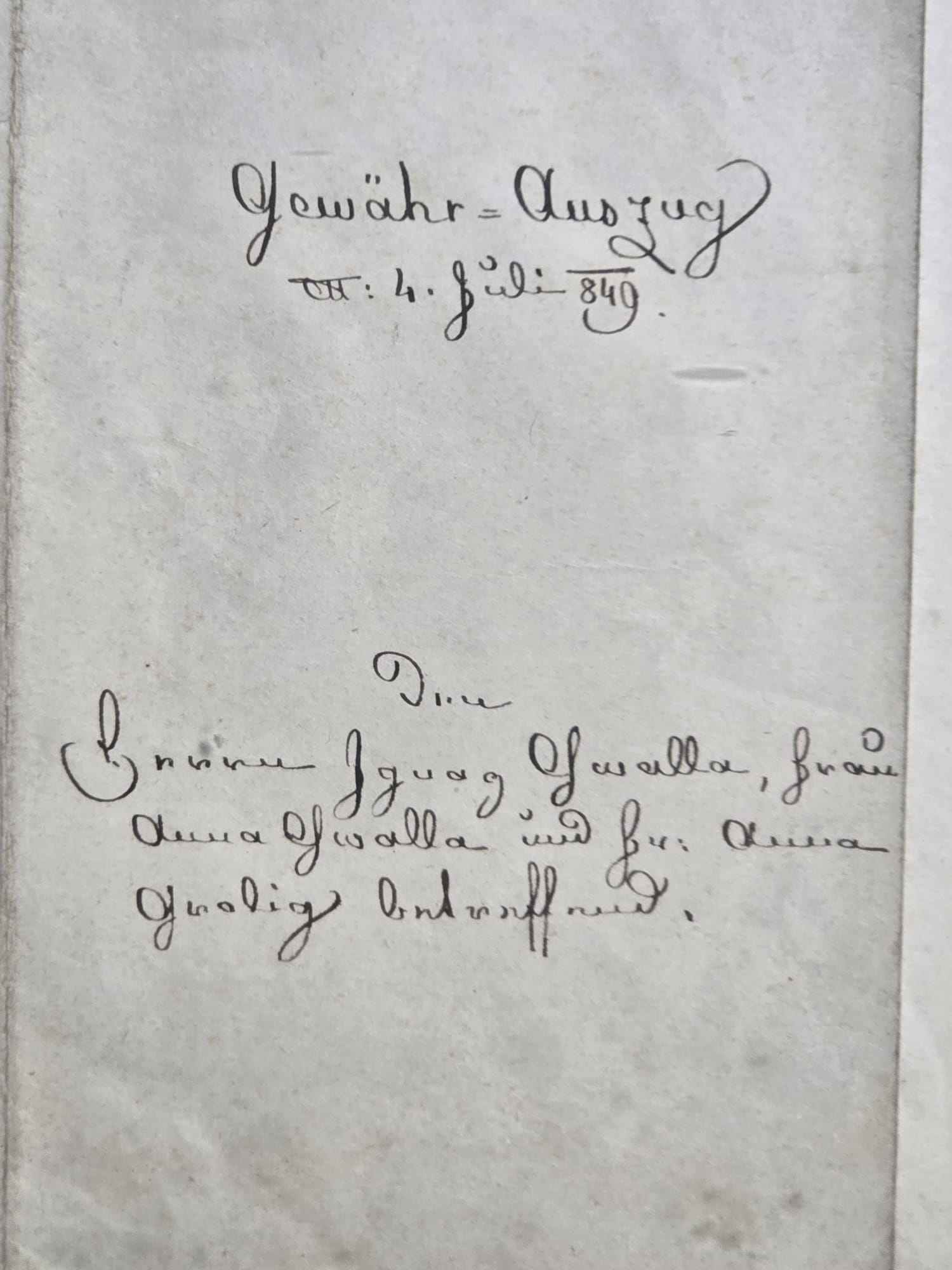 Antikes deutsches handgeschriebenes Dokument von 1849