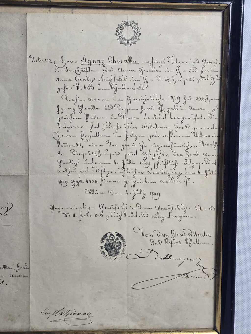 Antikes deutsches handgeschriebenes Dokument von 1849