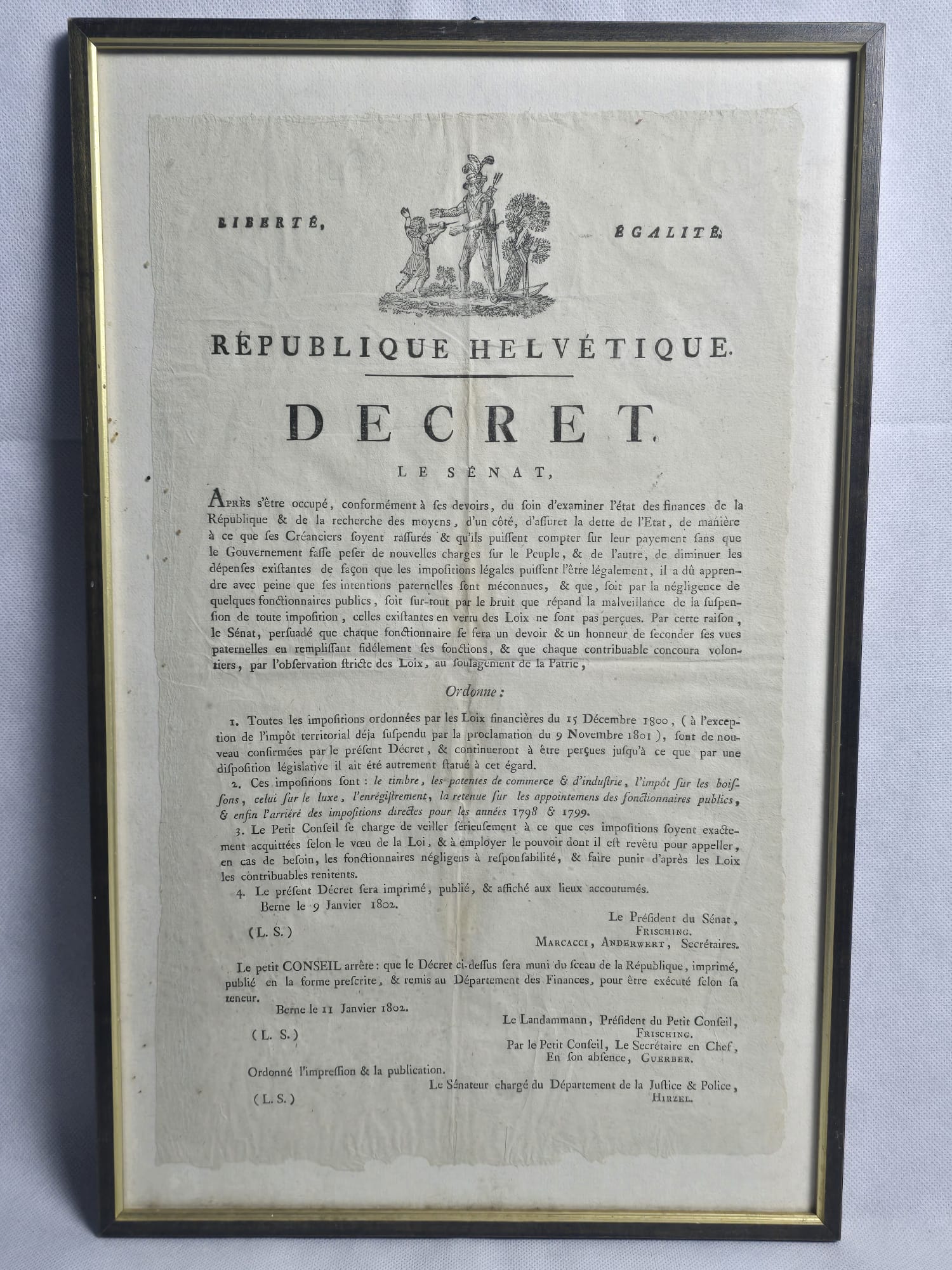 Helvetische Republik Dekret Bern 1802