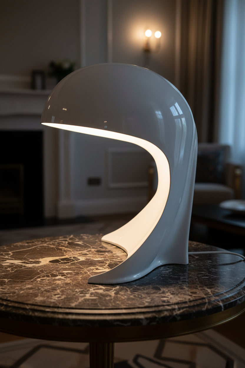 Vintage Space Age Mushroom Table Lamp – White