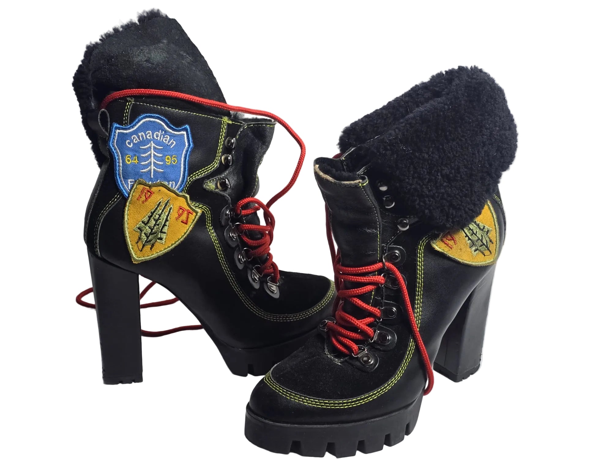 Dsquared2 "Canadian Edition" Shearling Plateau-Stiefeletten Schwarz