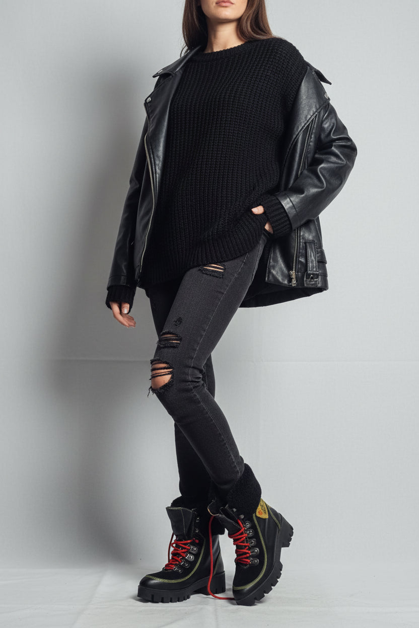 Dsquared2 "Canadian Edition" Shearling Plateau-Stiefeletten Schwarz