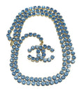 Chanel Vintage 95P "Barbie" Strass Taillenkette Blau-Gold 100cm