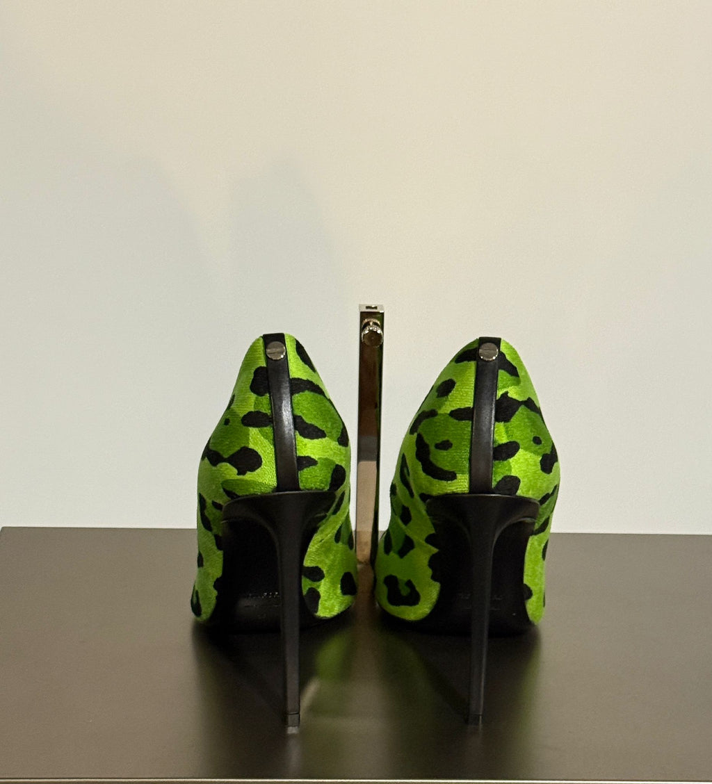 Tom Ford Leopard Velvet Stiletto Pump Grün-Schwarz