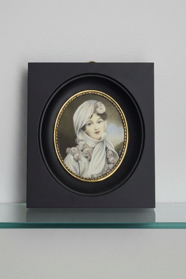 Porträtminiatur Kaiserin Marie Louise — Elfenbein Gouache Goldrahmen