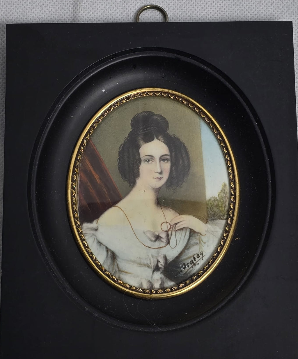 Porträtminiatur Gräfin Széchényi — Signiert Isabey — Elfenbein Gouache