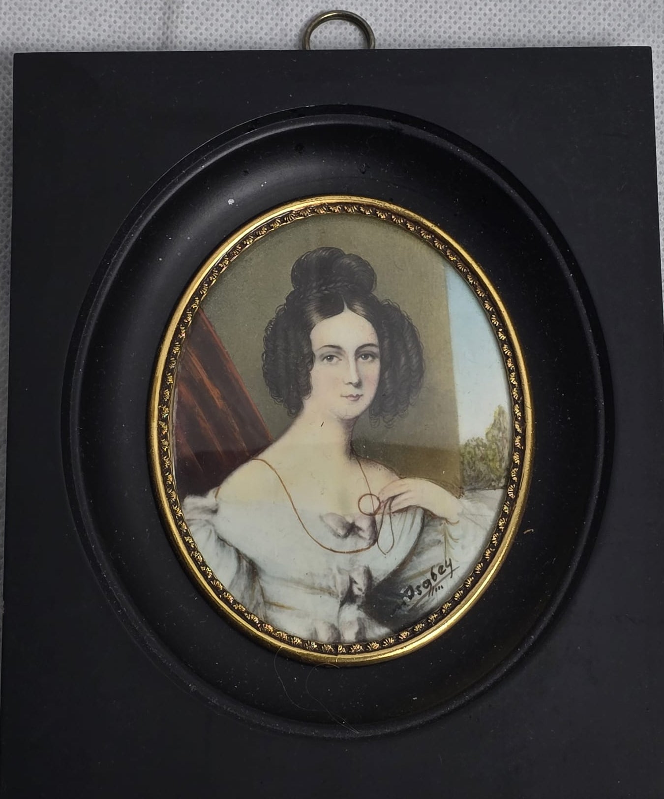 Porträtminiatur Gräfin Széchényi — Signiert Isabey — Elfenbein Gouache
