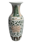 Porzellanvase Handgemalt Thailand — Grün-Rosa Lotusdekor Goldlinien