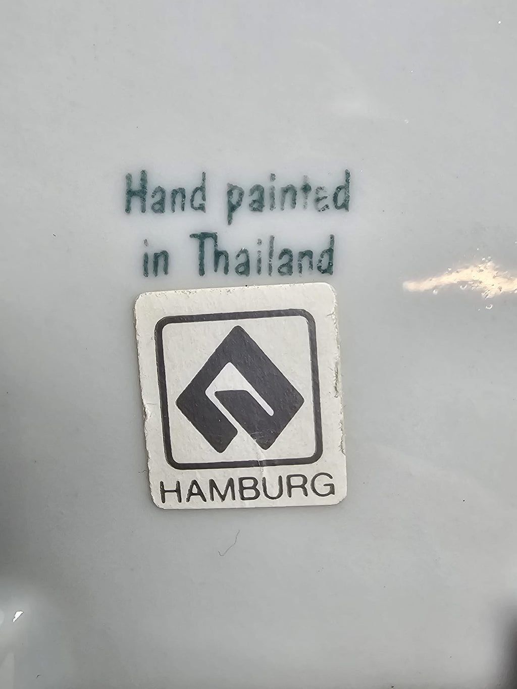 Porzellanvase Handgemalt Thailand — Grün-Rosa Lotusdekor Goldlinien
