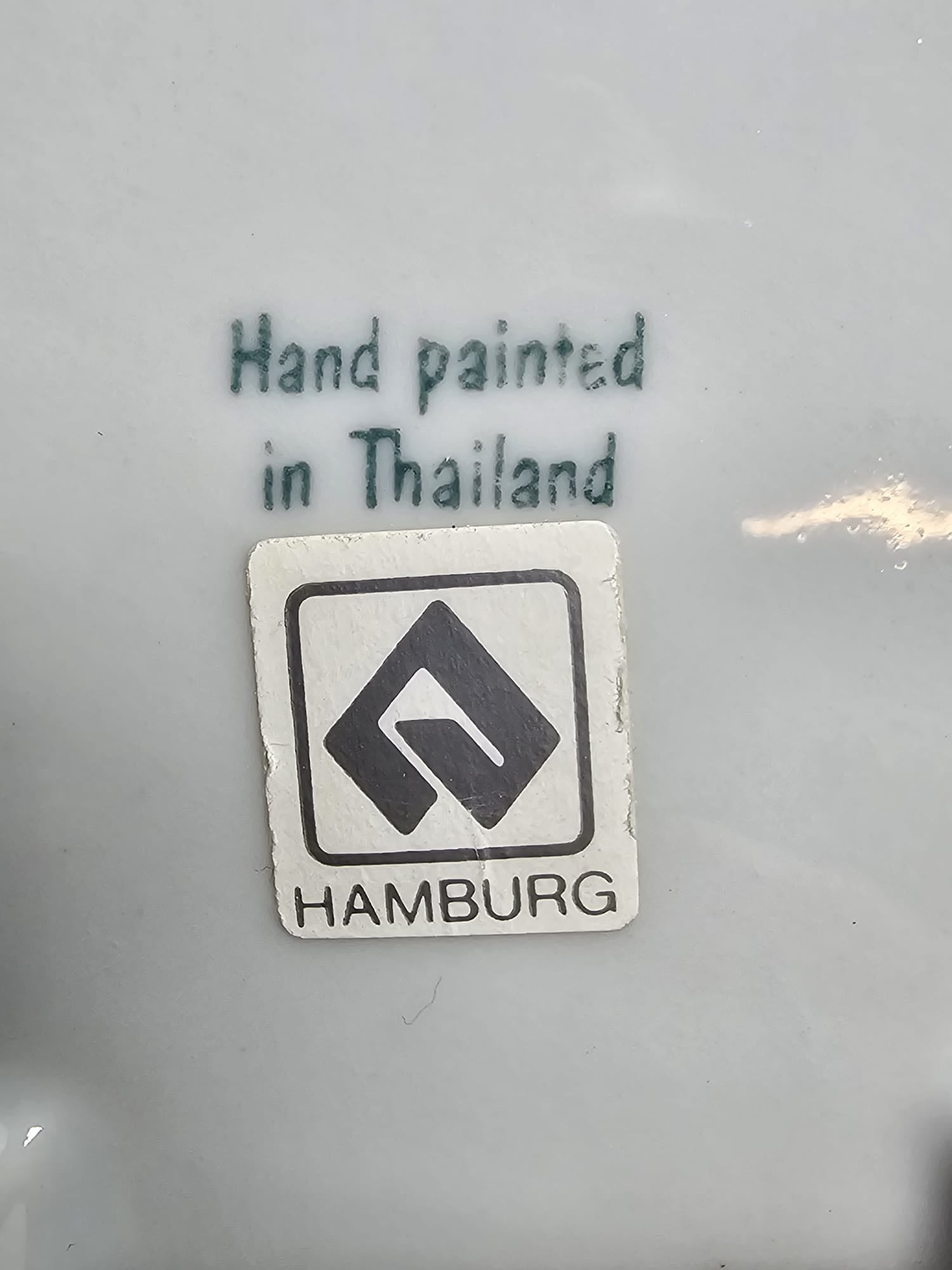 Porzellanvase Handgemalt Thailand — Grün-Rosa Lotusdekor Goldlinien