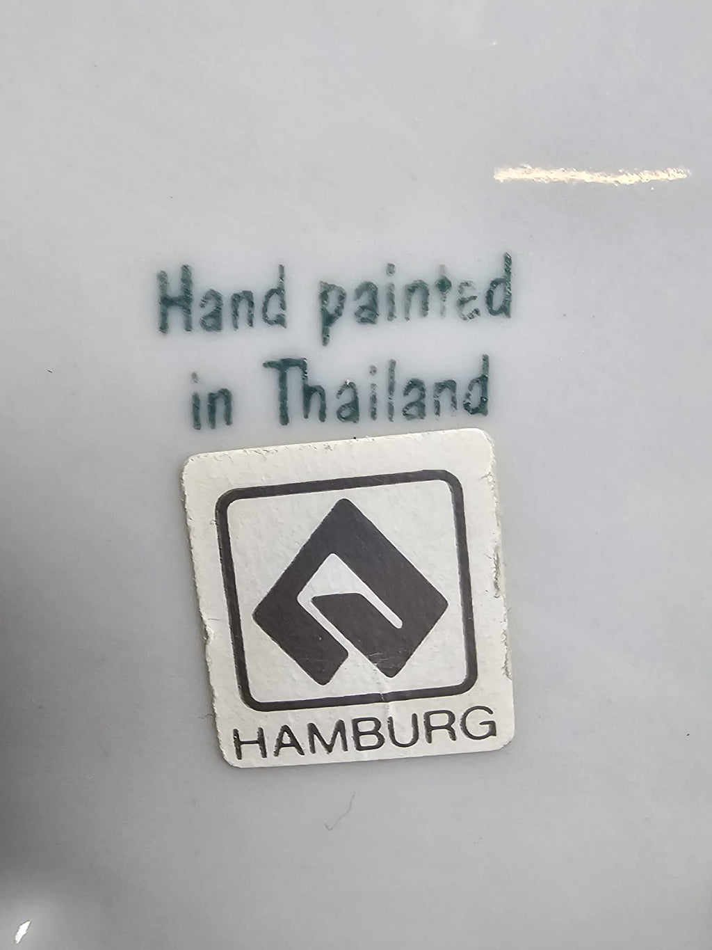 Porzellan Teedose Sechseckig Handgemalt Thailand — Grün-Gold Lotusdekor mit Deckel