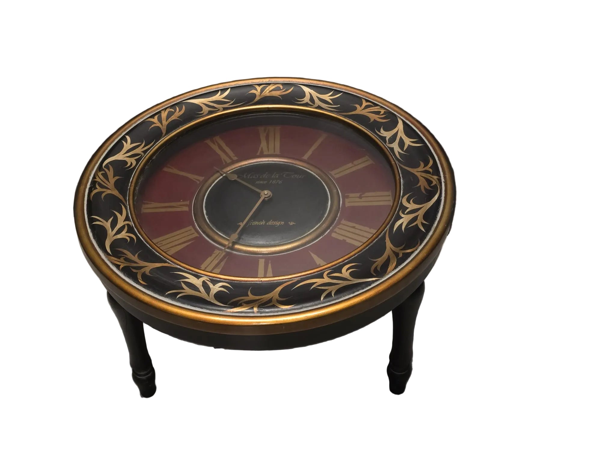 Mas de la Tour Uhrentisch — French Design Since 1876 — Schwarz-Gold-Bordeaux