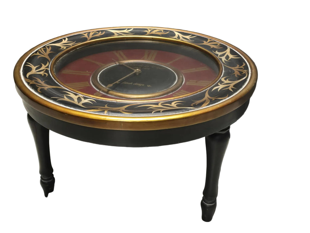 Mas de la Tour Uhrentisch — French Design Since 1876 — Schwarz-Gold-Bordeaux
