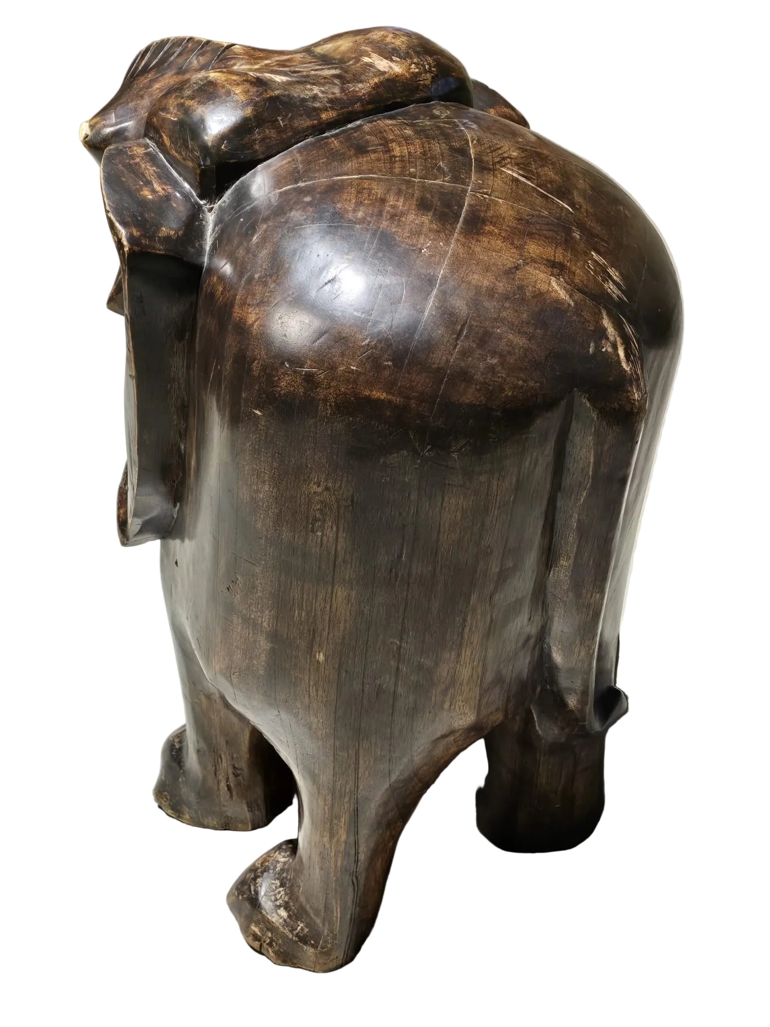 Afrikanischer Elefant Hocker — Massivholz Handgeschnitzt Dunkelbraun