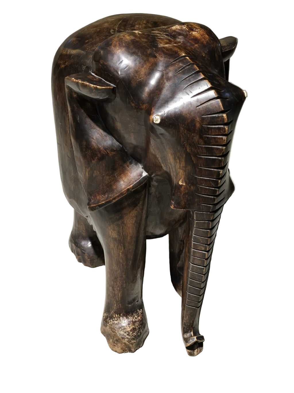 Afrikanischer Elefant Hocker — Massivholz Handgeschnitzt Dunkelbraun