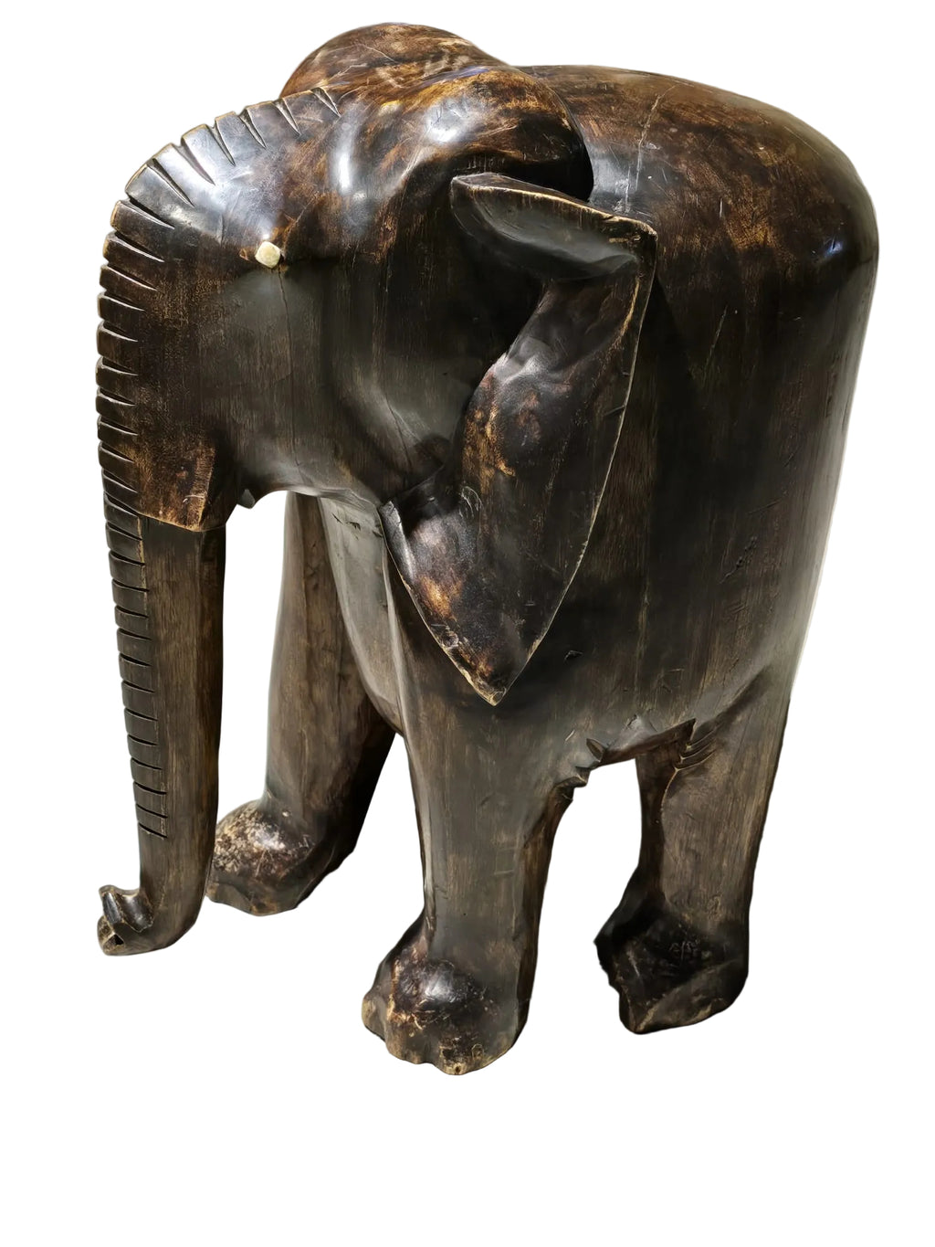 Afrikanischer Elefant Hocker — Massivholz Handgeschnitzt Dunkelbraun