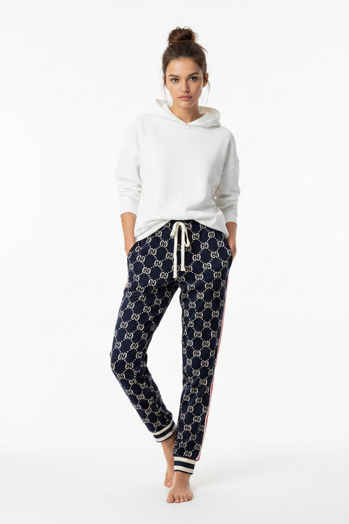141. Gucci GG Monogram Jogginghose Navy-Creme-Rot