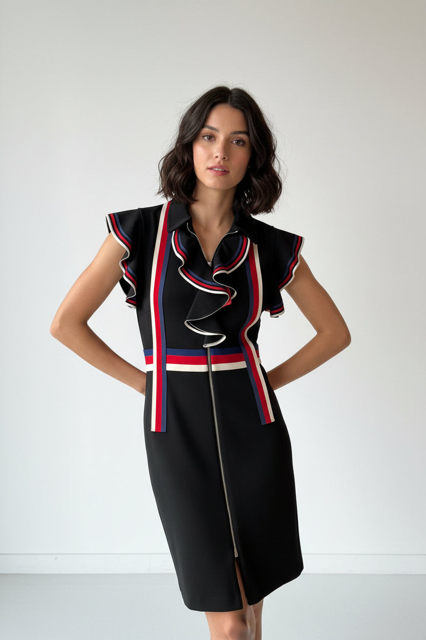 Gucci Web-Stripe Rüschenkleid