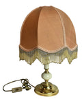 Vintage Tischlampe Rosa Seidenschirm mit Perlenfransen