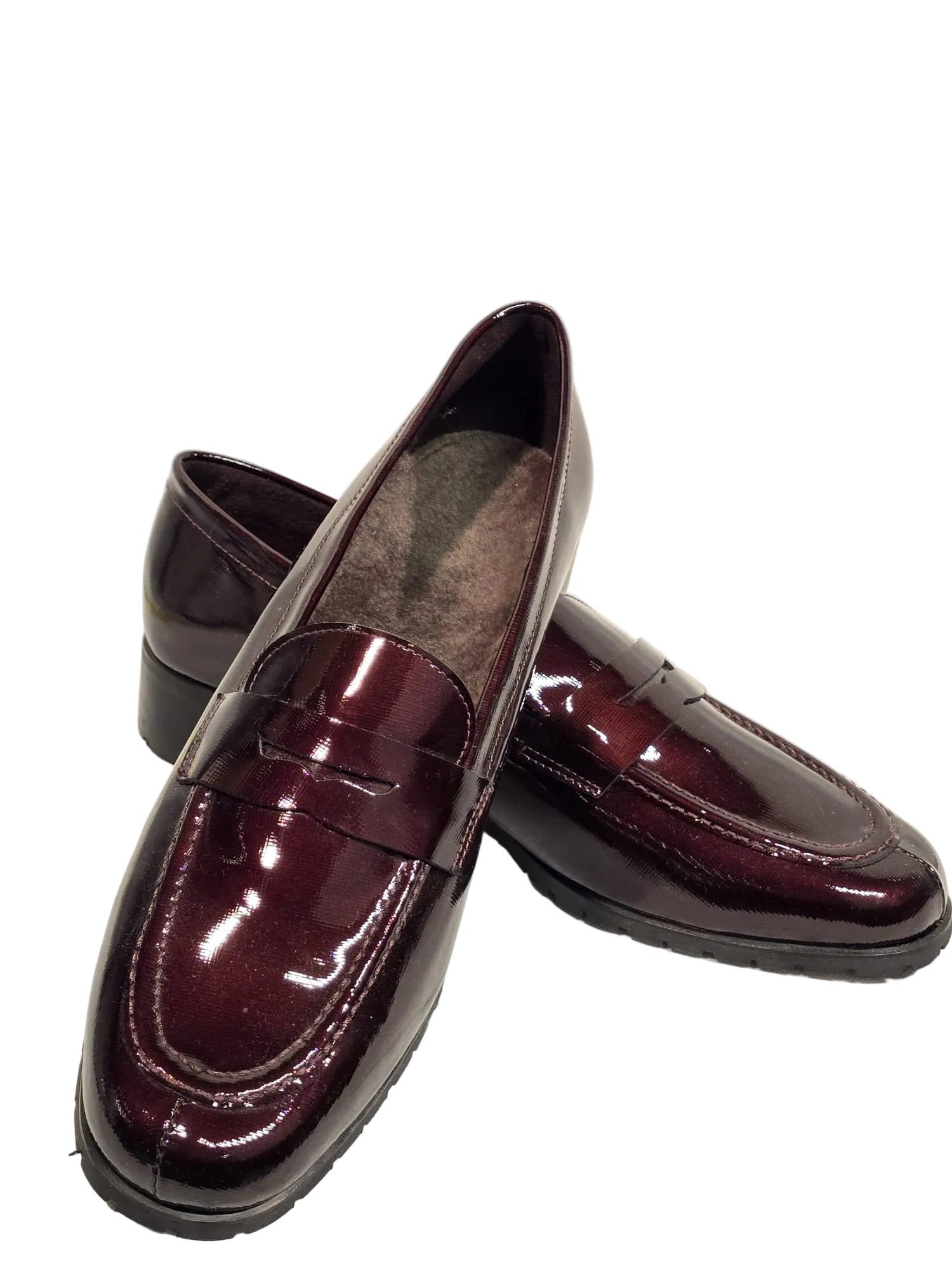Herren Lacklederslipper Bordeaux Weinrot – Penny Loafer – Vibram Sohle