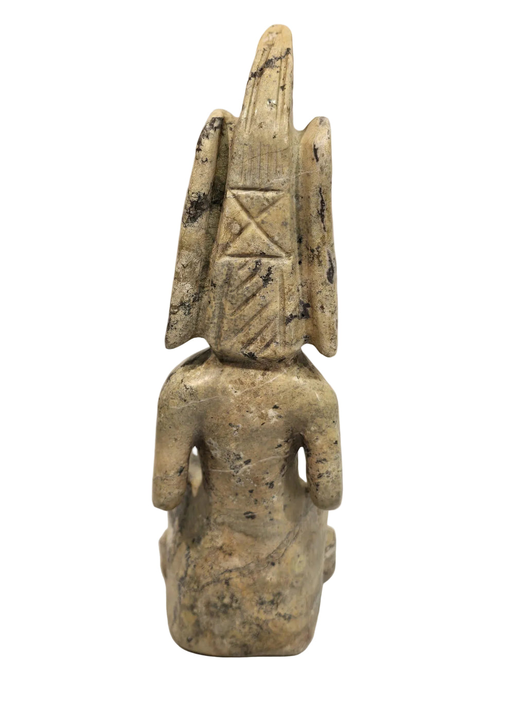 Steinfigurine Sitzende Gottin mit Kopfschmuck – Handgeschnitzt – Maya Azteken