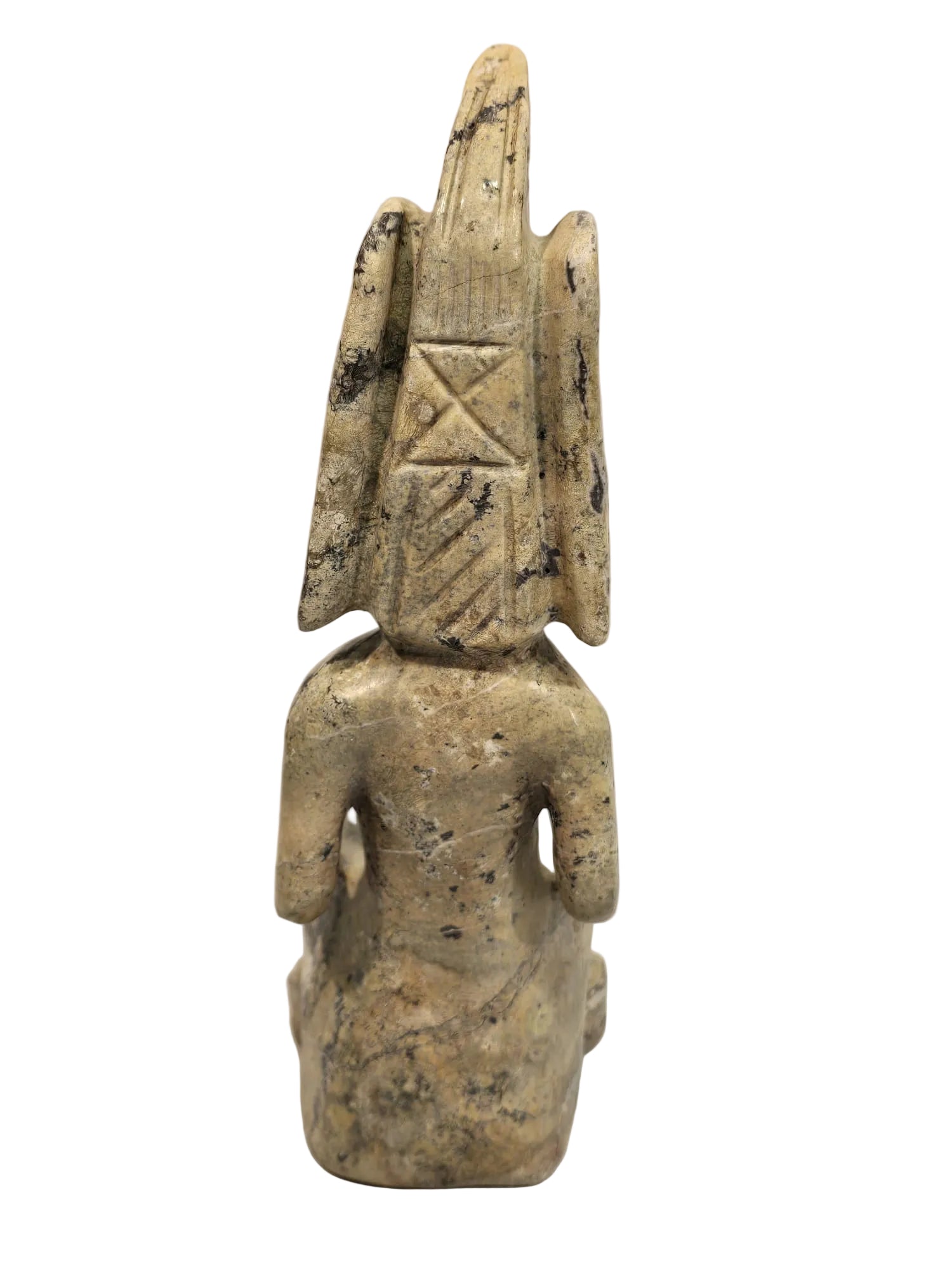 Steinfigurine Sitzende Gottin mit Kopfschmuck – Handgeschnitzt – Maya Azteken