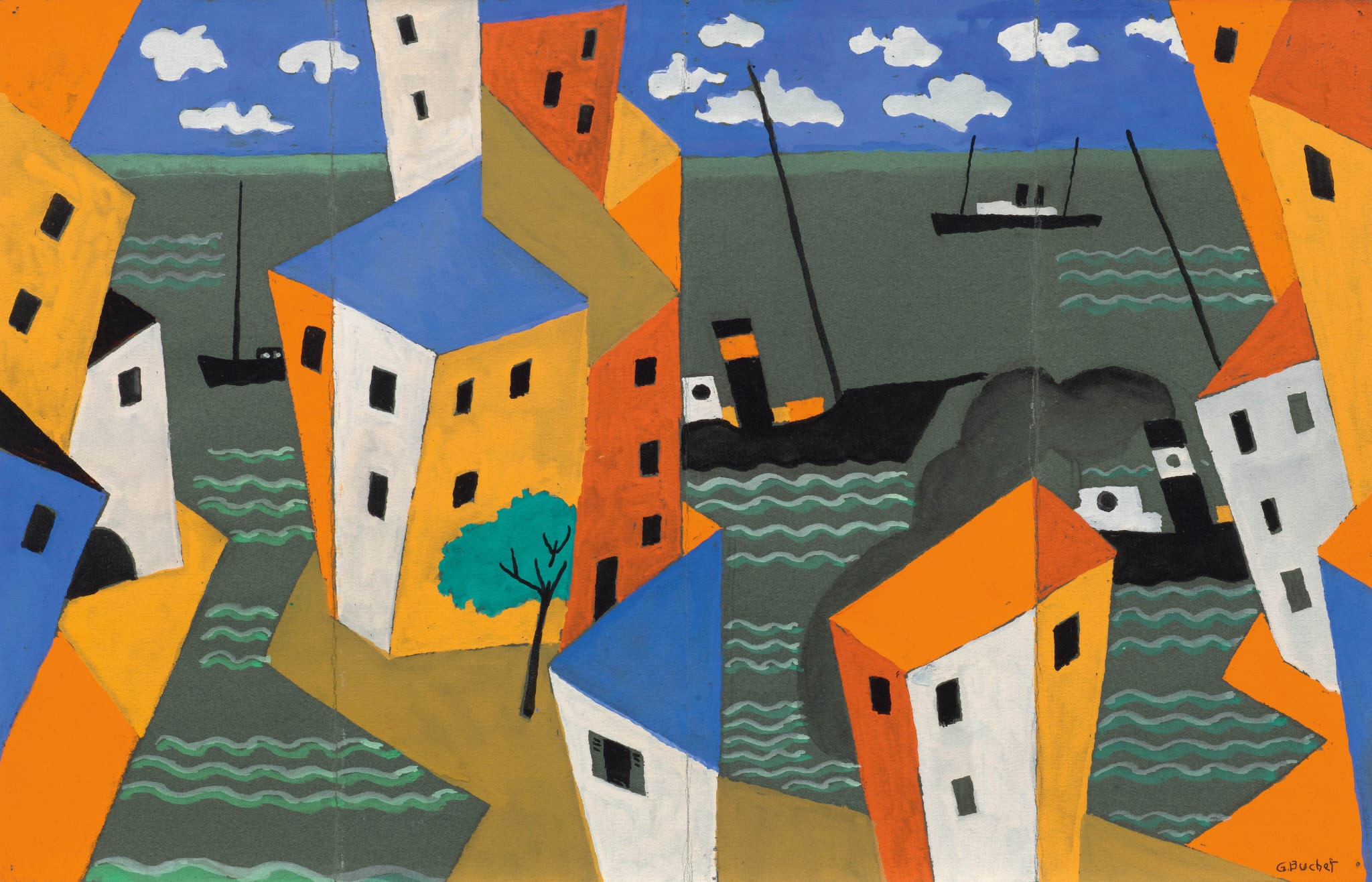 Gustave Buchet Maquette pour un paravent