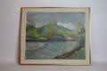 C. Schollhammer – Originales Olgemalde Flusslandschaft mit Bergen