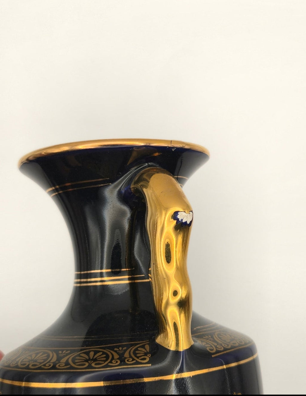 Manoysaris Keramik Vase Kobaltblau 24K Gold Griechenland