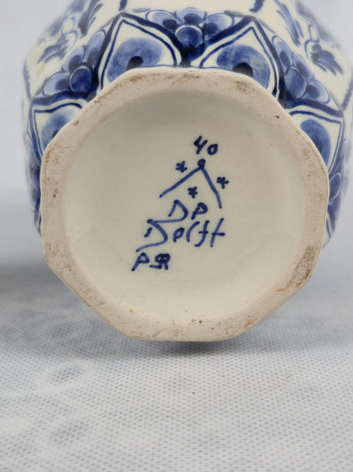 Antike Delfter Deckelvase – Blau-Weiß – Handgemalt – Holland